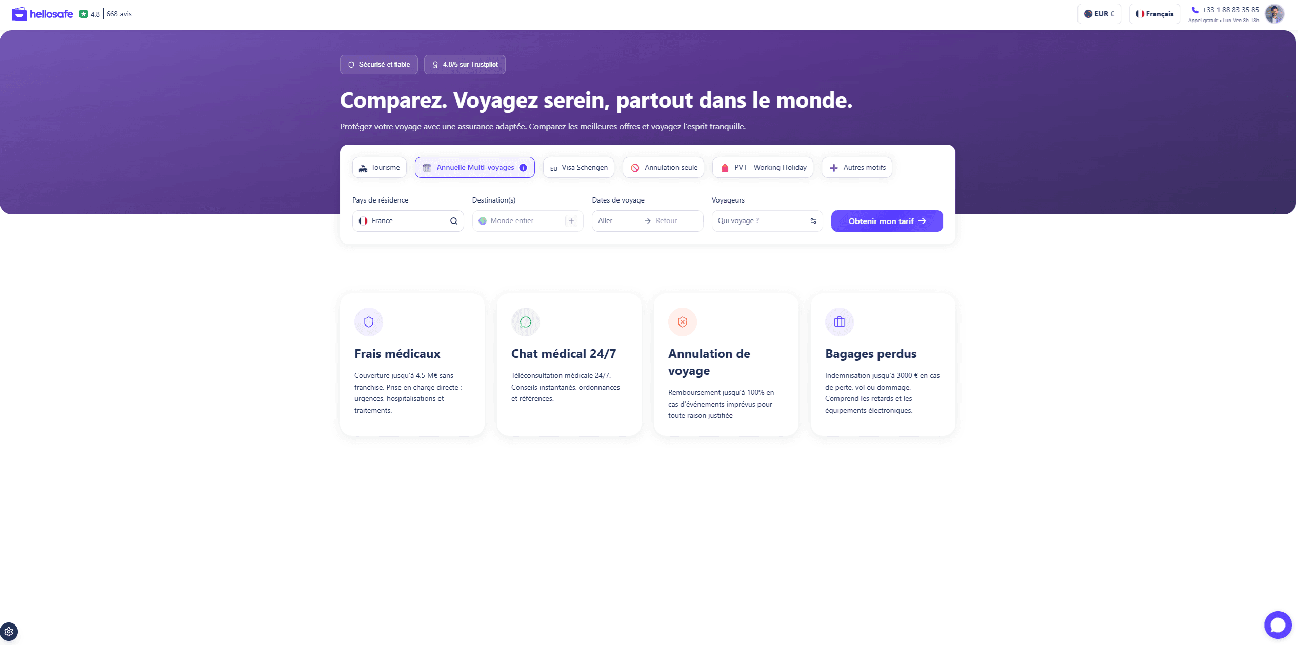 Comparateur assurances voyage + souscription | HelloSafe - 0